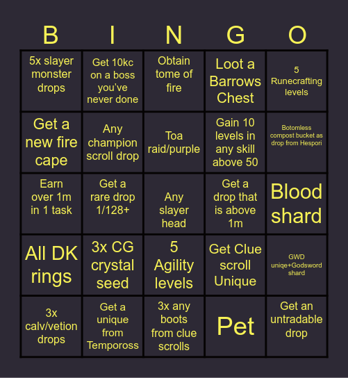 Osrs Bingo Card