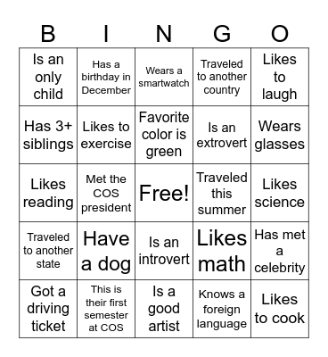 Coun 025 Human Scavenger Hunt Bingo Card