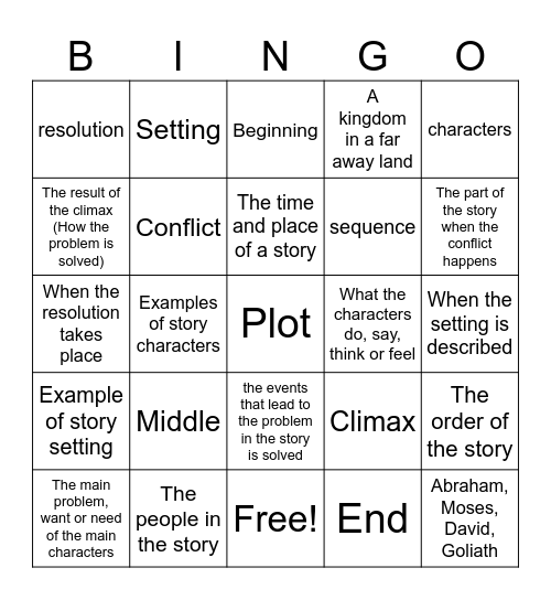 Story Sequence Bingo Card