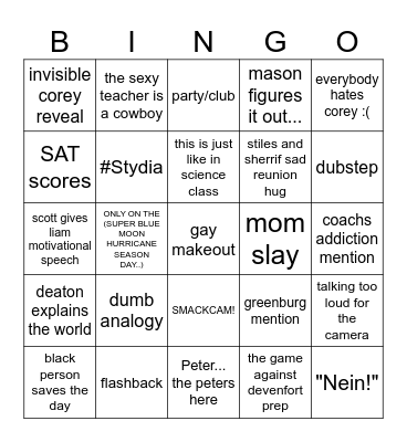 TEEN WOLF S6A Bingo Card