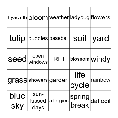 SPRING  BINGO     Bingo Card