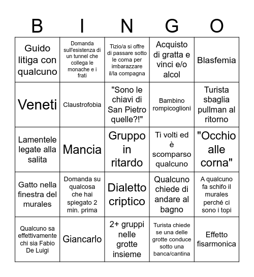 Pro Loco Bingo Card