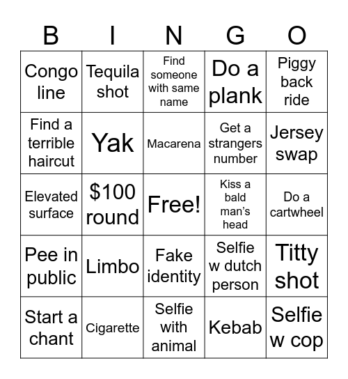 Amsterdam Bingo Card