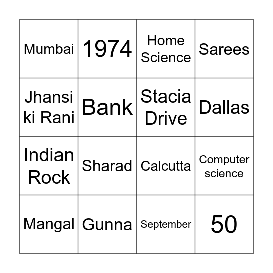 Twinning at 50 Bingo Card