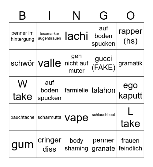 lech arsch Bingo Card