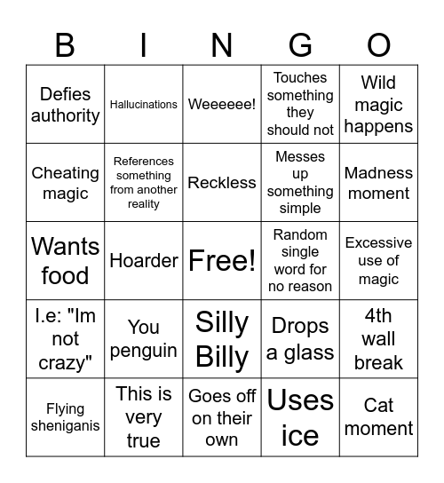 Birch/Jace bingo Card