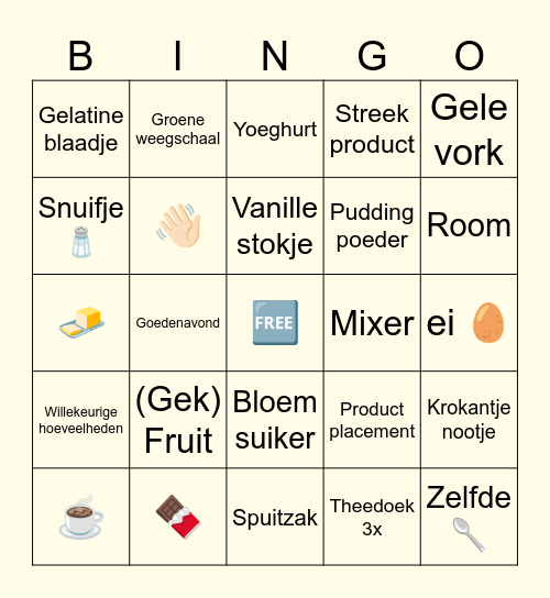 Patisserie 🎂 Bingo Card