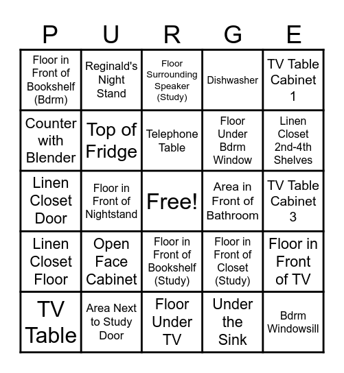 The Purge Bingo Card