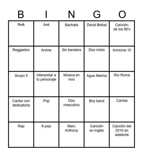 Music Party - Luis Bingo Card