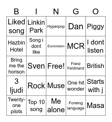 Spotify bingo Card