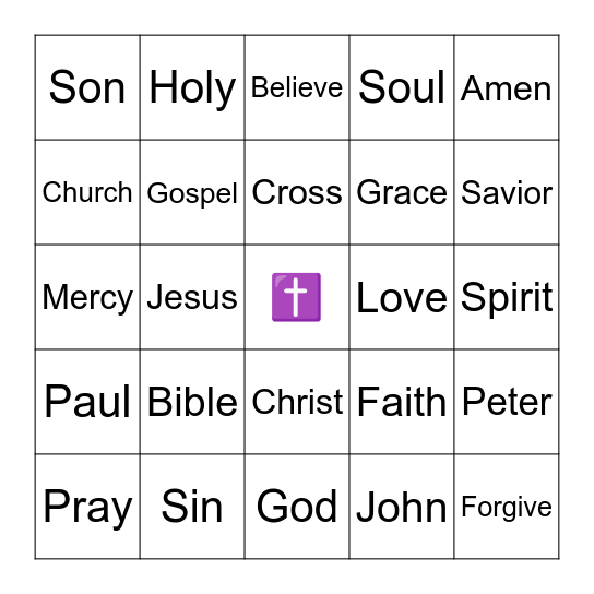 Bible Bingo Card