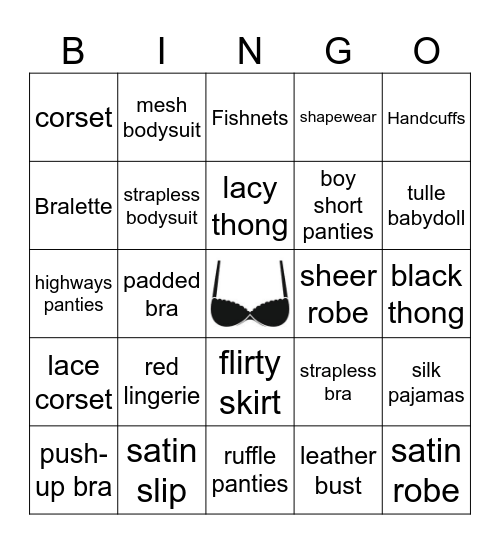 Lingerie <3 Bingo Card