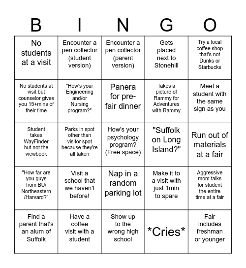 Fall Travel Bingo Card