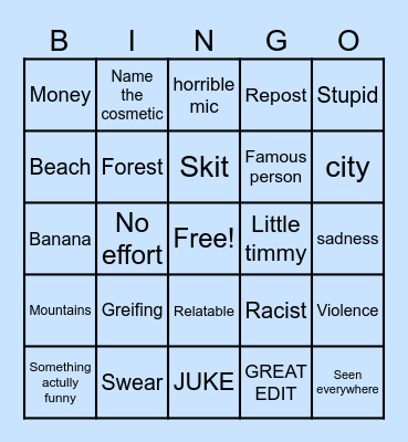 Gtag comp Bingo Card