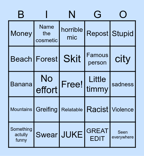 Gtag comp Bingo Card
