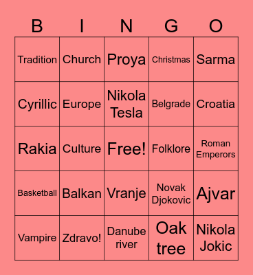 Serbian culture Bingo Card