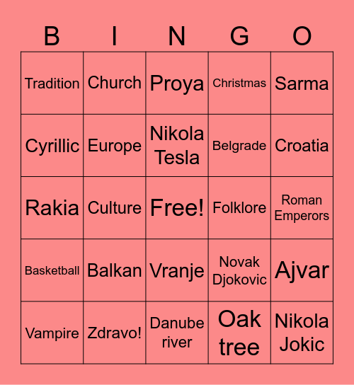 Serbian culture Bingo Card