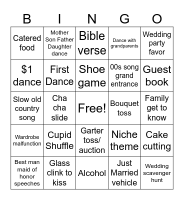 Wedding Bingo Card