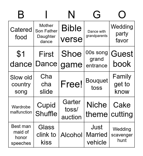 Wedding Bingo Card