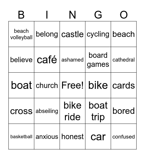 Intro 1 Bingo Card