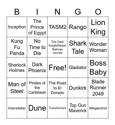 Hans Zimmer Concert Bingo Card