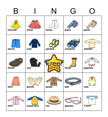 CLOTHES BINGO! Bingo Card