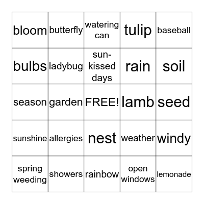 SPRING  BINGO     Bingo Card