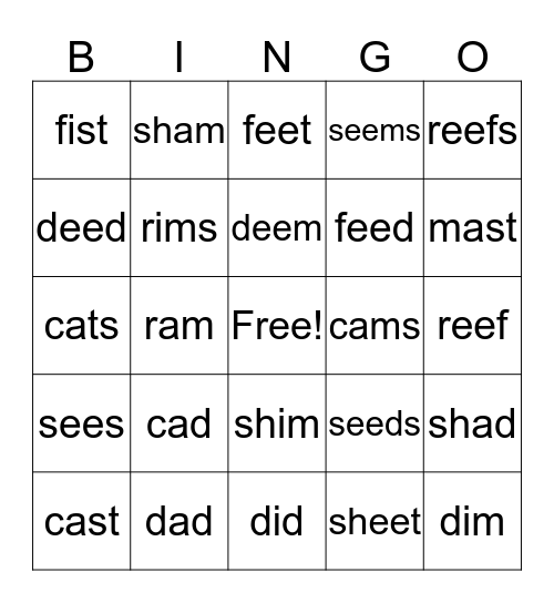 SIENNA WORD BINGO Card
