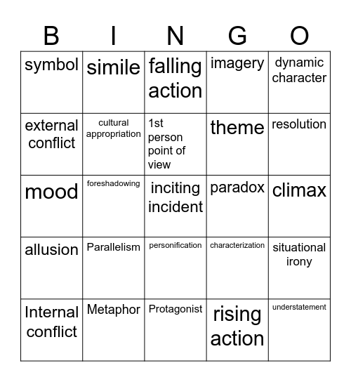 Part-Time Indian Bingo Card