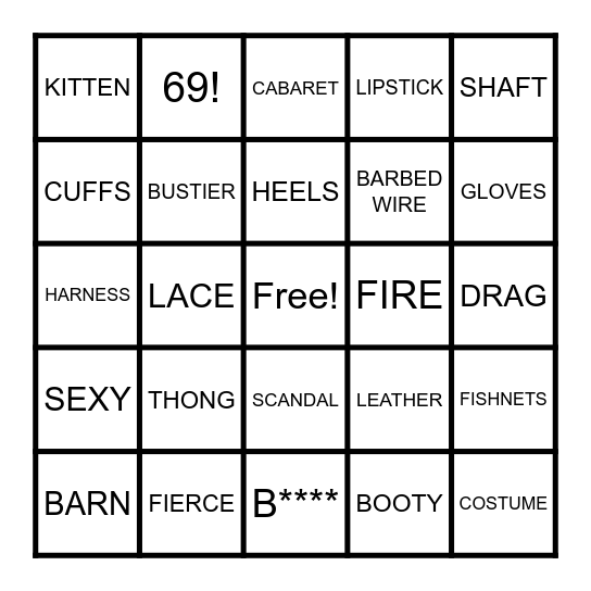 BARNLESQUE BINGO Card