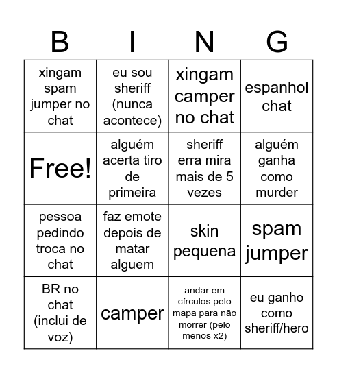 murder mystery 2 Bingo Card