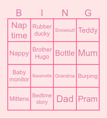 Baby Bingo Card