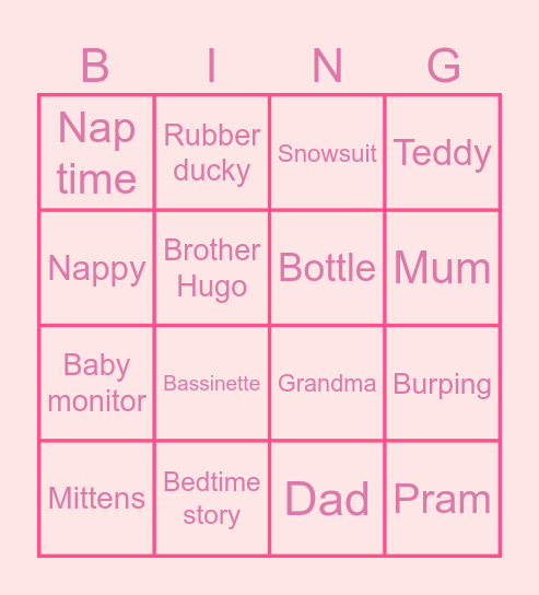 Baby Bingo Card