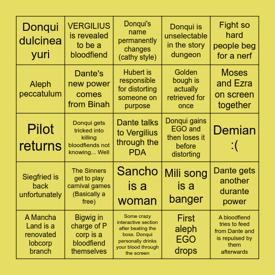 qq canto 7 delusions Bingo Card