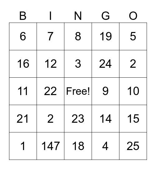 Halloween Bingo Card