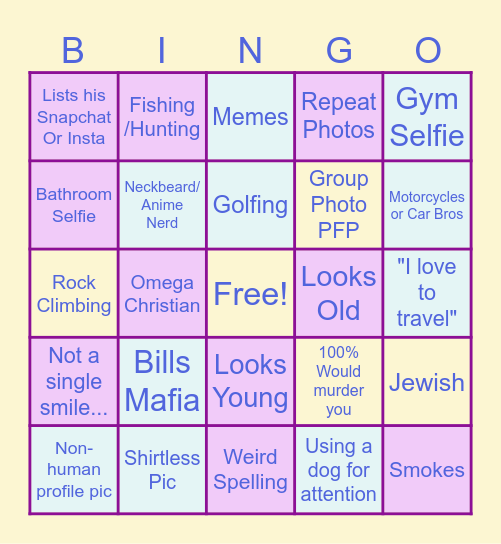 Dating App Bingo! Bingo Card