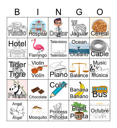 Cognates Bingo Card