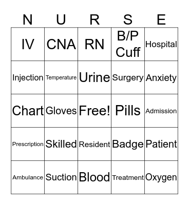 Monica's Nursing School Graduation Bingo Card
