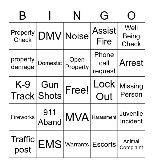 Dispatcher BINGO Card