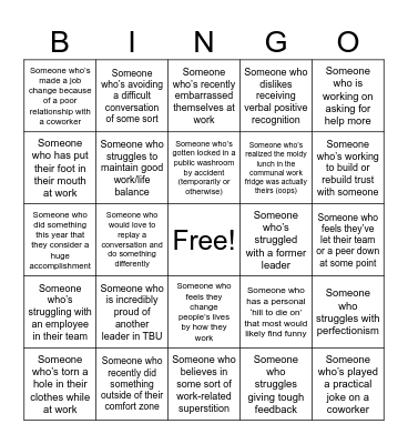 TBU Leadership Bingo Card