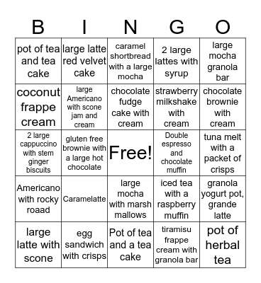 CAFFE NERO BINGO Card