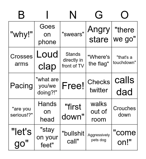 Football bingo Card