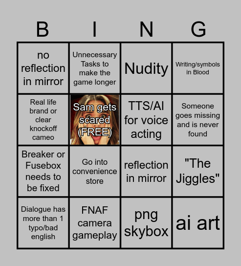 Indie Horror Game Bingingo Bingo Card