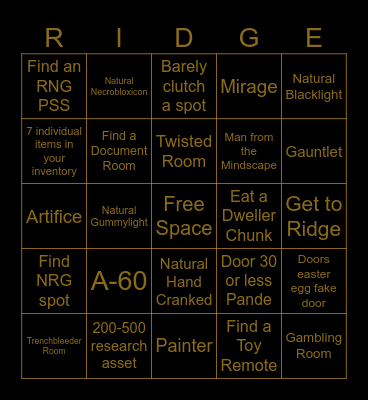Lockerless Bingo Card