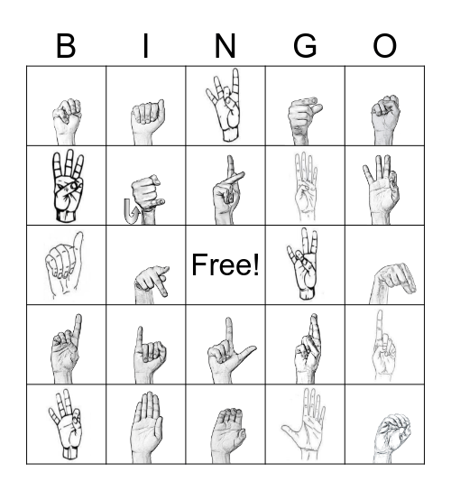 ASL Bingo Card