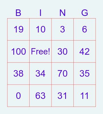 4th Grade Math Bingo - Multiplication Bingo Card