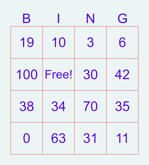 4th Grade Math Bingo - Multiplication Bingo Card
