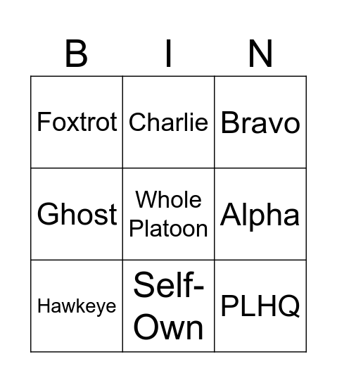 Tow Games Bingo Card