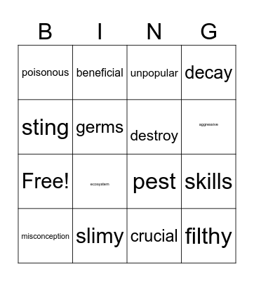 Misunderstood Animals Bingo Card