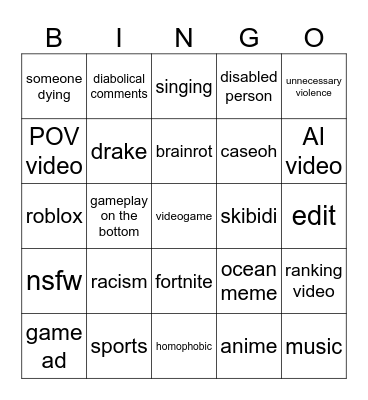 Instagram Reels Bingo Card